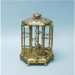 A rare antique French enamel decorated bronze...