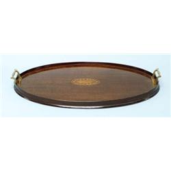 A good Edwardian fruitwood tray with gilt bro...