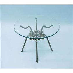 A French 1940's style decorative iron lamp ta...