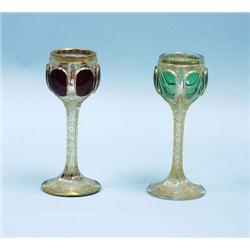 A pair of antique Bohemian ruby and emerald g...