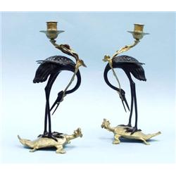 An unusual pair of antique French cold patina...