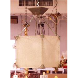 ART DECO - A French art glass hanging lamp. T...