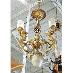 A fine antique French gilt bronze and crystal...