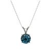 Image 4 : 1.01 CTW Certified Intense Blue SI Diamond Solitaire Necklace 10K White Gold - REF-111W2F - 36765