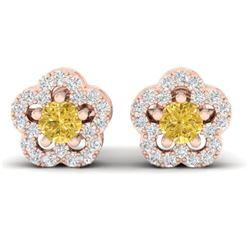 0.65 CTW Citrine & Micro Pave VS/SI Diamond Earrings Moon Halo In 10K Rose Gold - REF-33Y5K - 21209