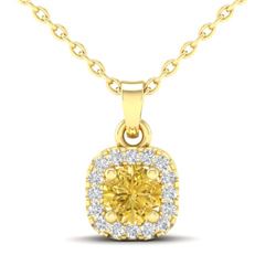 0.38 CTW Citrine & Micro VS/SI Diamond Heart Necklace Halo 18K Yellow Gold - REF-30M2H - 21306