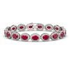 Image 1 : 22.89 CTW Ruby & Diamond Halo Bracelet 10K White Gold - REF-291X5T - 40604