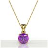 Image 2 : 2 Cushion Cut CTW Amethyst Designer Solitaire Necklace 18K Yellow Gold - REF-24H5A - 21930