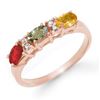 Image 1 : 1.10 CTW Multi-Sapphire & Diamond Ring 14K Rose Gold - REF-29Y5K - 13659