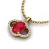 Image 2 : 2 CTW Ruby & Micro Pave VS/SI Diamond Necklace 10K Yellow Gold - REF-30W2F - 20640