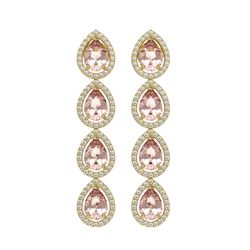 7.8 CTW Morganite & Diamond Halo Earrings 10K Yellow Gold - REF-189X6T - 41152