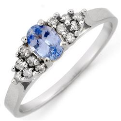 0.74 CTW Sapphire & Diamond Ring 10K White Gold - REF-21M6H - 10579