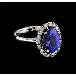 3.66 ctw Tanzanite and Diamond Ring - 14KT White Gold