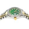 Image 2 : Rolex Mens Two Tone Green String Diamond Datejust Wristwatch