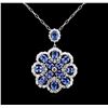 Image 2 : 17.65 ctw Tanzanite and Diamond Pendant With Chain - 14KT White Gold