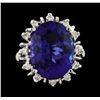 Image 2 : 12.11 ctw Tanzanite and Diamond Ring - 14KT White Gold