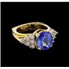 Image 1 : 6.35 ctw Tanzanite and Diamond Ring - 14KT Yellow Gold