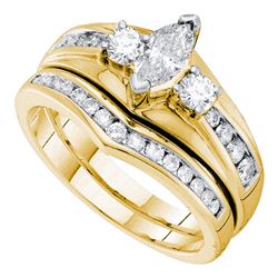 1 CTW Marquise Diamond Bridal Engagement Ring 14KT Yellow Gold - REF-119W9K