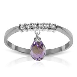 Genuine 1.45 ctw Amethyst & Diamond Ring Jewelry 14KT White Gold - REF-34X3M