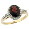 Image 1 : Natural 1.3 ctw Garnet & Diamond Engagement Ring 14K Yellow Gold - REF-32R7Z