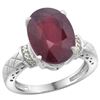 Image 1 : Natural 5.53 ctw Ruby & Diamond Engagement Ring 10K White Gold - REF-52Y3X