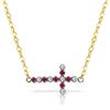 Image 1 : Genuine 0.24 ctw Ruby & Diamond Necklace Jewelry 14KT Yellow Gold - REF-42K2V
