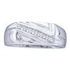 Image 1 : 0.12 CTW Mens Diamond Diagonal Row Wedding Ring 10KT White Gold - REF-20N9F