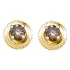 Image 1 : 0.25 CTW Cognac-brown Color Diamond Solitaire Stud Earrings 10KT Yellow Gold - REF-10W5K