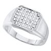 Image 1 : 0.25 CTW Mens Pave-set Diamond Square Cluster Ring 10KT White Gold - REF-26X9Y