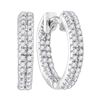 Image 1 : 0.20 CTW Diamond Hoop Earrings 10KT White Gold - REF-14W9K