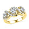 Image 1 : 0.34 CTW Diamond Triple Flower Cluster Ring 10KT Yellow Gold - REF-36F2N