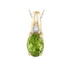 Image 1 : 1.01 CTW Oval Created Green Peridot Solitaire Diamond Pendant 10KT Yellow Gold - REF-6K2W