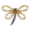 Image 1 : 0.25 CTW Cognac-brown Color Diamond Dragonfly Bug Insect Pendant 14k Yellow Gold - REF-24F2N