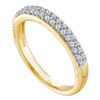 Image 1 : 0.26 CTW Pave-set Diamond Double Row Wedding Ring 14KT Yellow Gold - REF-37M5H