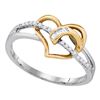 Image 1 : 0.09 CTW Diamond Yellow Heart Ring 10KT Two-tone Gold - REF-14H9M