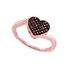 Image 1 : 0.10 CTW Red Color Diamond Heart Love Ring 10KT Rose Gold - REF-19W4K