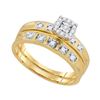 Image 2 : 0.25 CTW His & Hers Diamond Solitaire Matching Bridal Ring 10KT Yellow Gold - REF-40Y4X