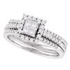 0.50 CTW Princess Diamond 3-Piece Halo Bridal Engagement Ring 14KT White Gold - REF-79X4Y
