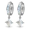 Genuine 4 ctw Aquamarine Earrings Jewelry 14KT White Gold - REF-62N6R