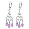 Genuine 4.83 ctw Amethyst & Diamond Earrings Jewelry 14KT White Gold - REF-52N7R