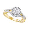 Image 1 : 1.03 CTW Diamond Cluster Bridal Engagement Ring 10KT Yellow Gold - REF-119H9M