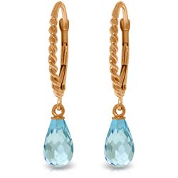 Genuine 3 ctw Blue Topaz Earrings Jewelry 14KT Rose Gold - REF-24F3Z
