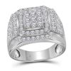 Image 1 : 2.5 CTW Mens Diamond Square Cluster Ring 10KT White Gold - REF-176F2N