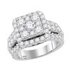Image 1 : 3.02 CTW Diamond Square Cluster Bridal Engagement Ring 14KT White Gold - REF-274F4N