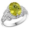 Natural 2.92 ctw lemon-quartz & Diamond Engagement Ring 14K White Gold - REF-101W5K
