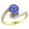 Natural 1.08 ctw tanzanite & Diamond Engagement Ring 14K Yellow Gold - REF-60H3W