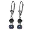 Genuine 5.2 ctw Sapphire & Black Pearl Earrings Jewelry 14KT White Gold - REF-27Y4F