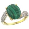Image 1 : Natural 4.95 ctw malachite & Diamond Engagement Ring 14K Yellow Gold - REF-47W6K