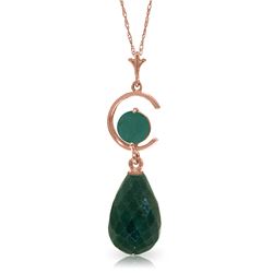 Genuine 9.3 ctw Green Sapphire Corundum & Emerald Necklace Jewelry 14KT Rose Gold - REF-26A9K