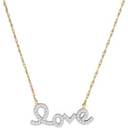 0.15 CTW Diamond Love Pendant 10KT Yellow Gold - REF-16H4M